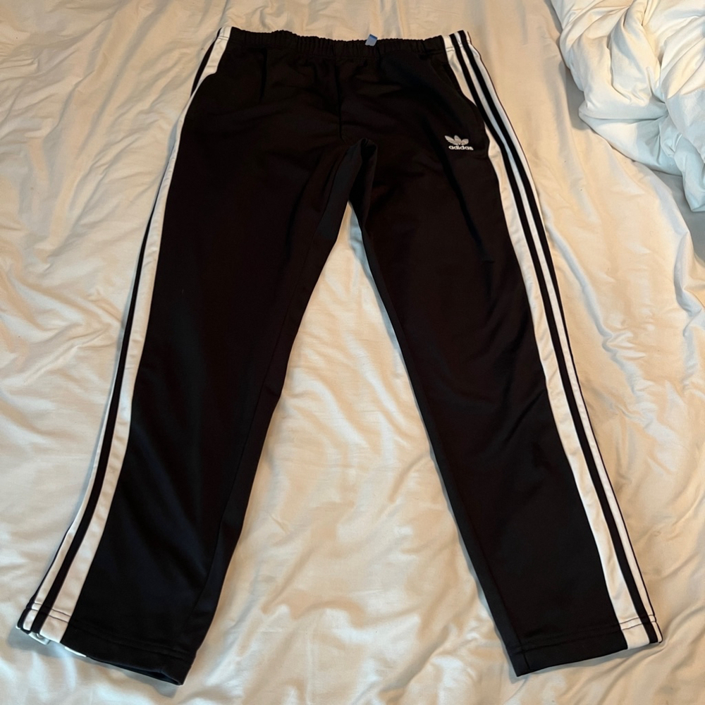 Men's Adidas Tear Away Pants Black White XL three stripe
